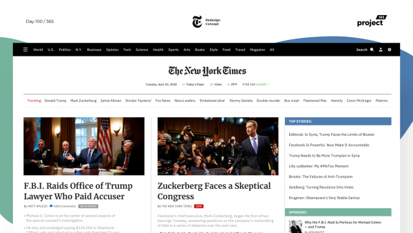 Day 100 – NYTimes Website Redesign Concept