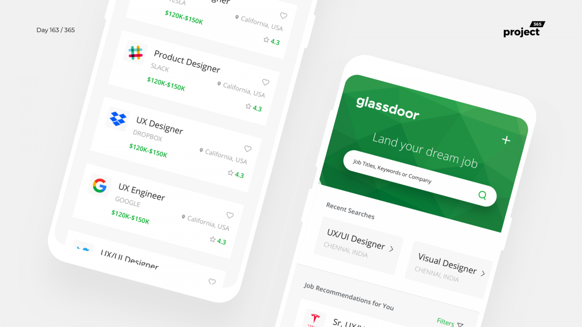 Day 163 – Glassdoor.com Mobile App Redesign