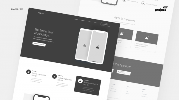 Day 192 – App Landing Page Wireframe