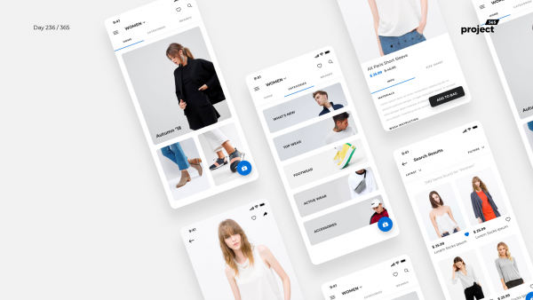 Day 236 – Minimal Fashion Store App – Free UI Kit