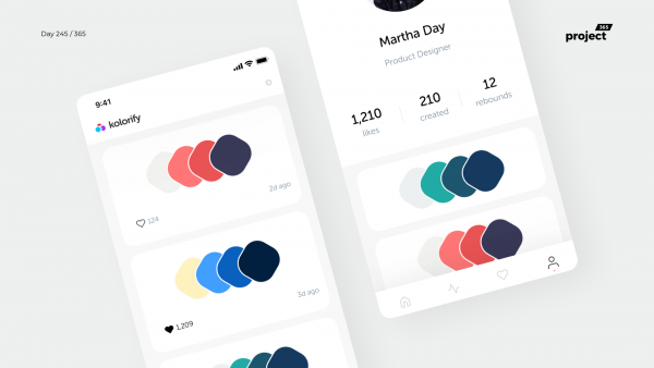 Day 245 – Kolorify – Color Palettes App Concept