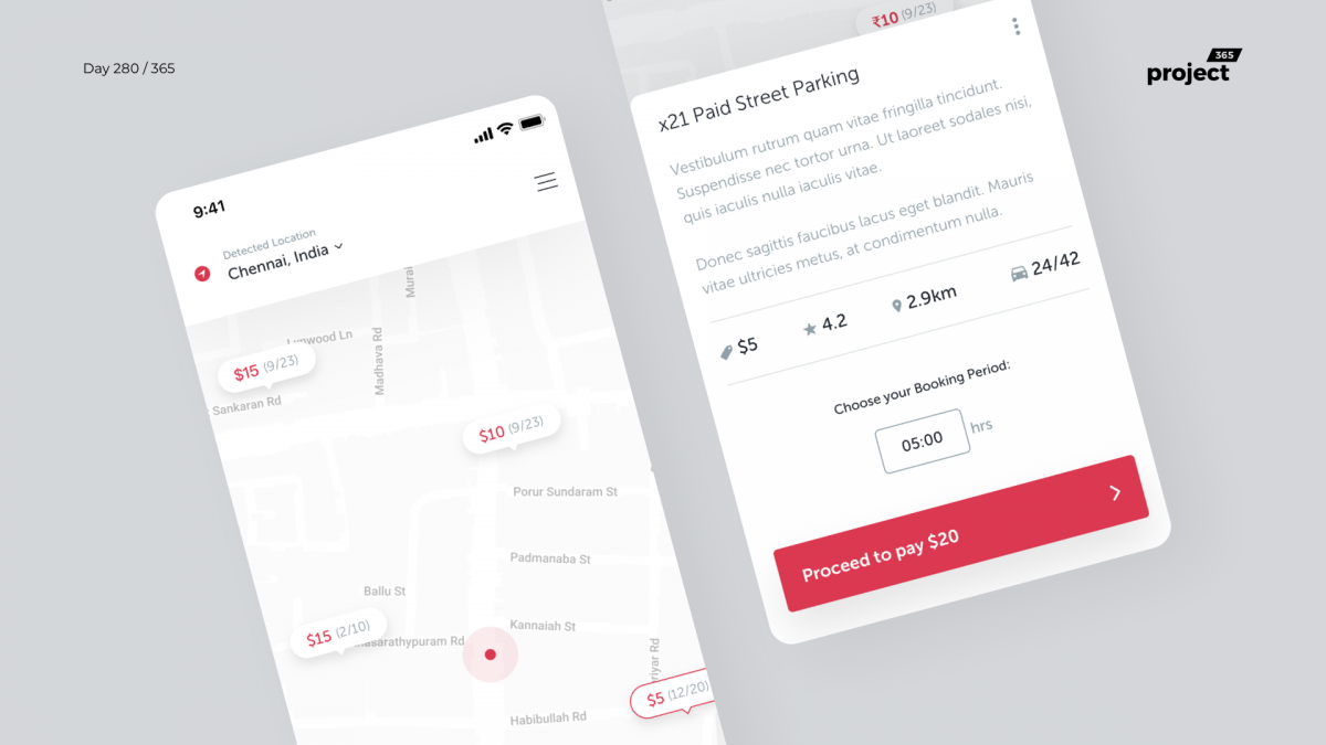 Day 280 – Car Parking Finder App Concept