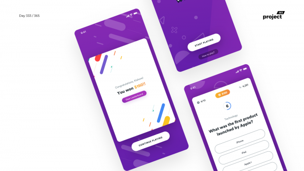 Day 333 – Live Trivia Game App Concept