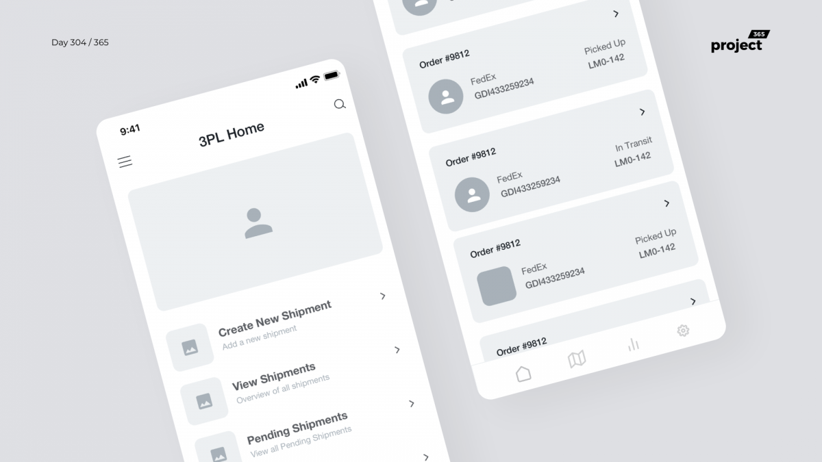 Day 304 – 3PL Shipping App Wireframe