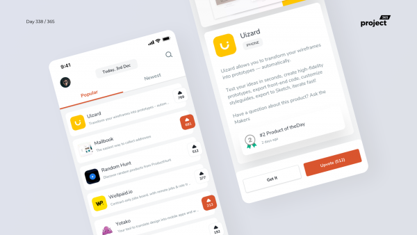 Day 338 – ProductHunt Mobile App Redesign Concept